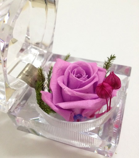 送花-戒指盒保鲜花-浅紫玫瑰