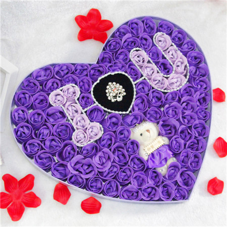 日本肥皂花：100朵浪漫IU小熊戒指紫色